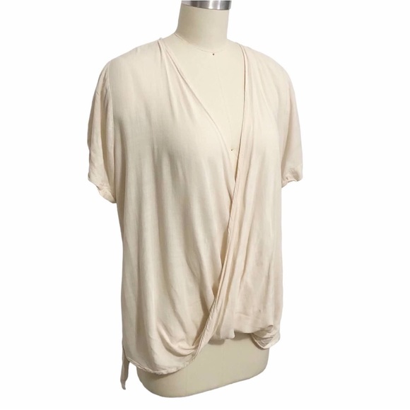 Audrey 3+1 Bubble Hem Surplice Faux Wrap Top - Picture 3 of 10